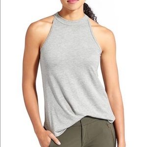 ATHLETA  - size XS - high neck - black - ribbed - loose fit - tank top.